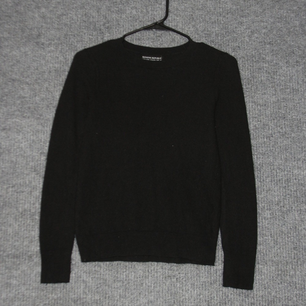 Banana Republic Sweater Womens XS Black Excellent Italian Yarn Filpucci Crewneck